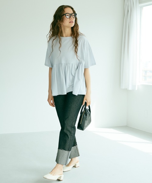 PUAL CE CIN（ピュアルセシン）の「【Du noir】汗に負けない！ギャザーT（Tシャツ/カットソー・レディース・ホワイト/ブラック/グレー/サックスブルー・FREE）」の15枚目の写真