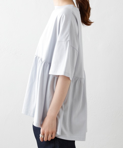 PUAL CE CIN（ピュアルセシン）の「【Du noir】汗に負けない！ギャザーT（Tシャツ/カットソー・レディース・ホワイト/ブラック/グレー/サックスブルー・FREE）」の21枚目の写真