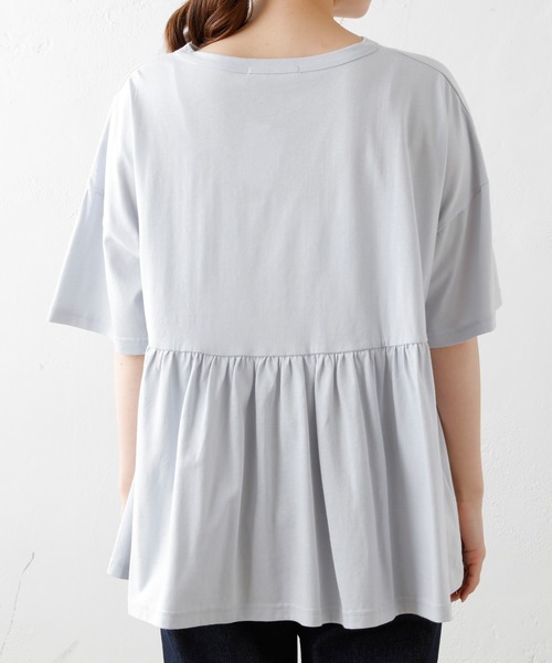 PUAL CE CIN（ピュアルセシン）の「【Du noir】汗に負けない！ギャザーT（Tシャツ/カットソー・レディース・ホワイト/ブラック/グレー/サックスブルー・FREE）」の14枚目の写真