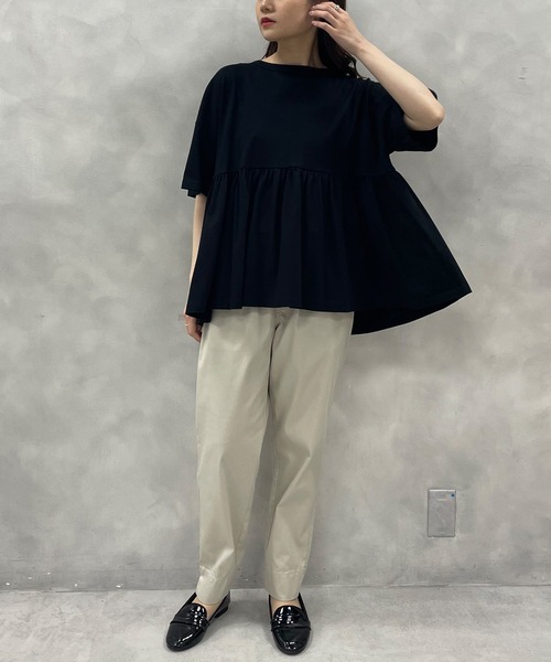 PUAL CE CIN（ピュアルセシン）の「【Du noir】汗に負けない！ギャザーT（Tシャツ/カットソー・レディース・ホワイト/ブラック/グレー/サックスブルー・FREE）」の18枚目の写真