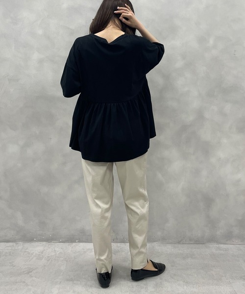 PUAL CE CIN（ピュアルセシン）の「【Du noir】汗に負けない！ギャザーT（Tシャツ/カットソー・レディース・ホワイト/ブラック/グレー/サックスブルー・FREE）」の16枚目の写真