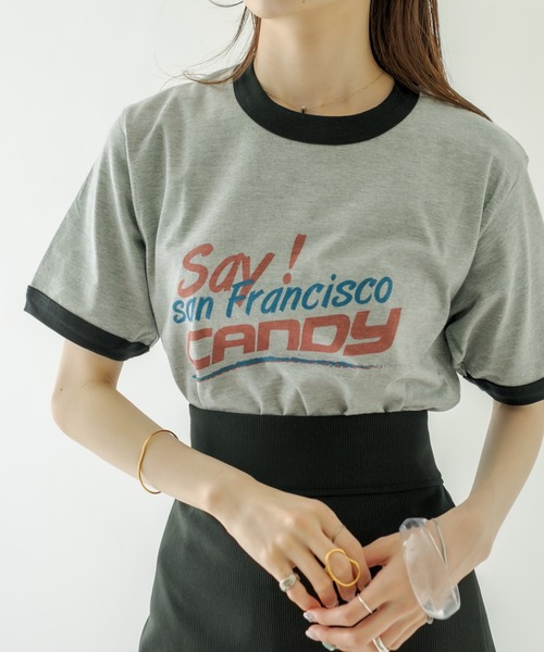 mystic(ミスティック)の「リンガーsay candy Tシャツ(Tシャツ/カットソー・レディース・グレー/オフホワイト・FREE)」の17枚目の写真