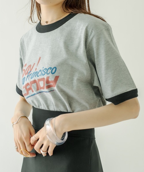 mystic(ミスティック)の「リンガーsay candy Tシャツ(Tシャツ/カットソー・レディース・グレー/オフホワイト・FREE)」の19枚目の写真