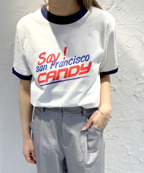 mystic(ミスティック)の「リンガーsay candy Tシャツ(Tシャツ/カットソー・レディース・グレー/オフホワイト・FREE)」の21枚目の写真