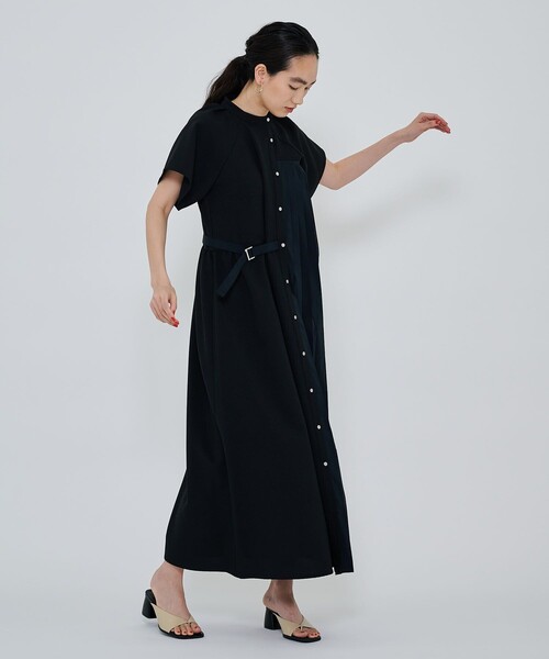 CITY TOKYO(シティトウキョウ)の「プリーツコンビワンピース(シャツワンピース・レディース・ブラック/カーキ/ブルー・1/2)」の18枚目の写真