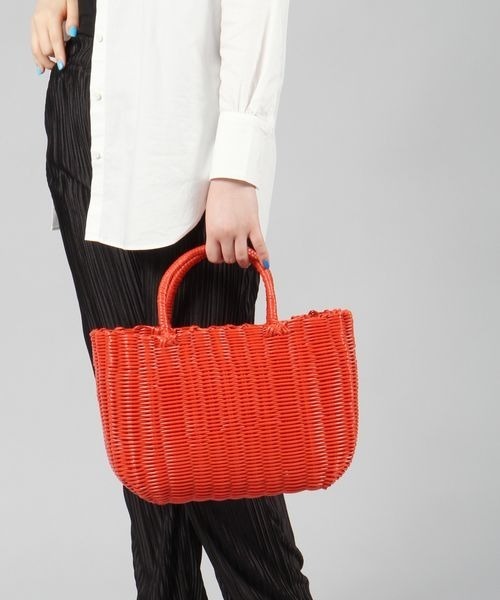 Casselini（キャセリーニ）の「Casselini/チューブカゴバッグ（かごバッグ・レディース・オレンジ/ホワイト/グリーン・FREE）」の9枚目の写真