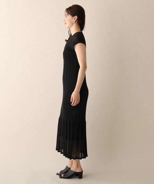 OPAQUE.CLIP（オペークドットクリップ）の「◆リネン混ランダムリブニットワンピース（ワンピース・レディース・オフホワイト/ライトオレンジ系/ブラック・38）」の5枚目の写真