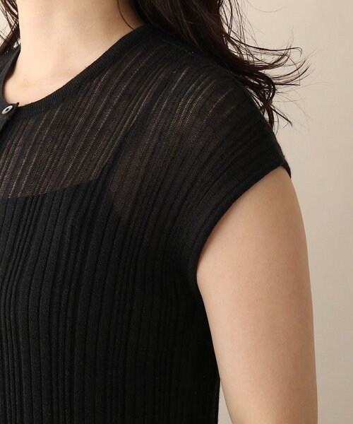 OPAQUE.CLIP（オペークドットクリップ）の「◆リネン混ランダムリブニットワンピース（ワンピース・レディース・オフホワイト/ライトオレンジ系/ブラック・38）」の8枚目の写真