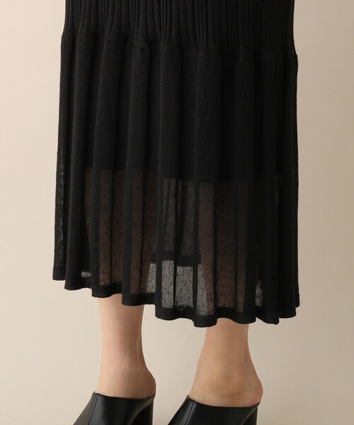 OPAQUE.CLIP（オペークドットクリップ）の「◆リネン混ランダムリブニットワンピース（ワンピース・レディース・オフホワイト/ライトオレンジ系/ブラック・38）」の9枚目の写真