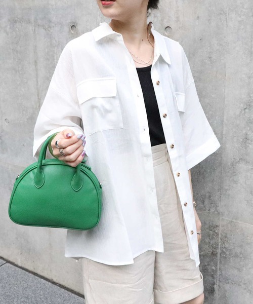 HONEYSUCKLE ROSE（ハニーサックルローズ）の「【HONEYSUCKLE ROSE】サファリビッグシャツ（シャツ/ブラウス・レディース・オフホワイト/カーキブラウン・M/L）」の2枚目の写真