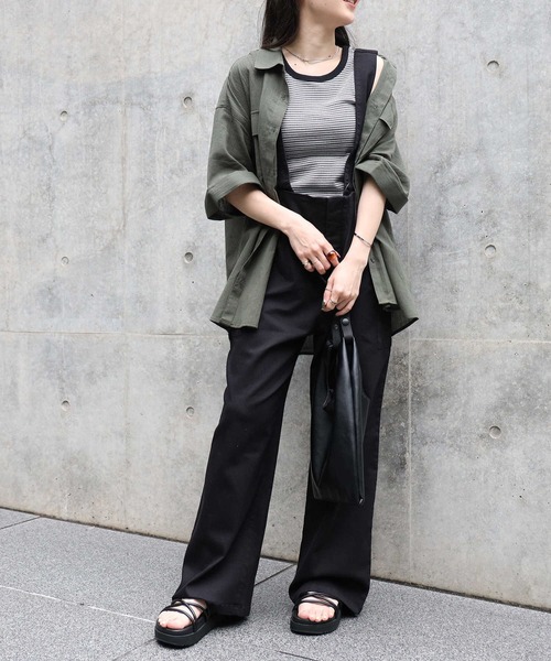 HONEYSUCKLE ROSE（ハニーサックルローズ）の「【HONEYSUCKLE ROSE】サファリビッグシャツ（シャツ/ブラウス・レディース・オフホワイト/カーキブラウン・M/L）」の6枚目の写真