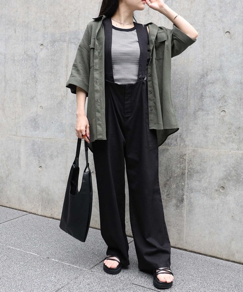 HONEYSUCKLE ROSE（ハニーサックルローズ）の「【HONEYSUCKLE ROSE】サファリビッグシャツ（シャツ/ブラウス・レディース・オフホワイト/カーキブラウン・M/L）」の7枚目の写真