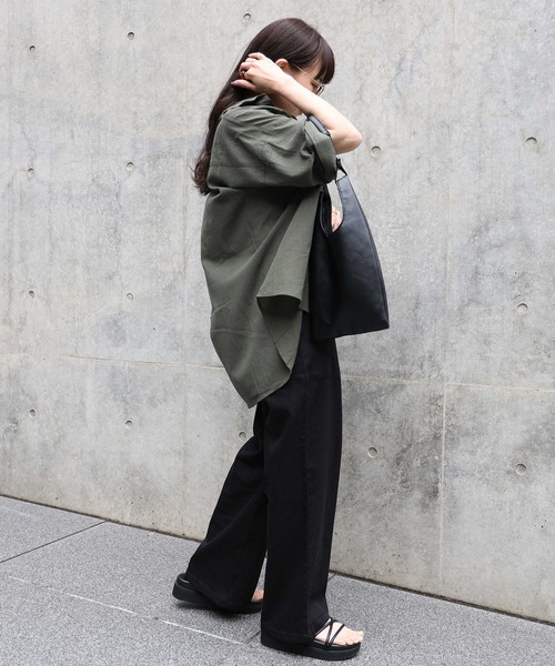 HONEYSUCKLE ROSE（ハニーサックルローズ）の「【HONEYSUCKLE ROSE】サファリビッグシャツ（シャツ/ブラウス・レディース・オフホワイト/カーキブラウン・M/L）」の8枚目の写真