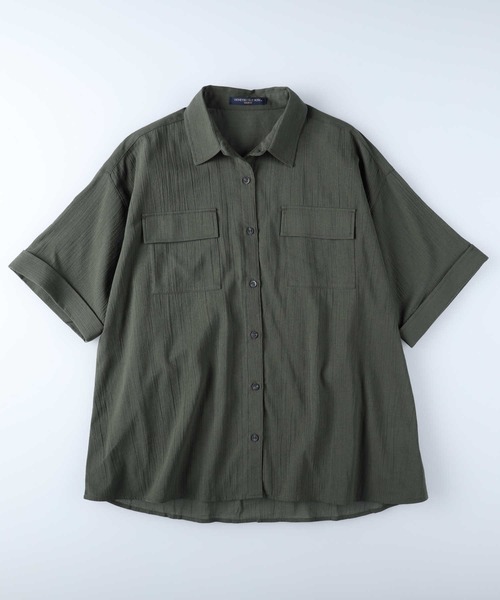 HONEYSUCKLE ROSE（ハニーサックルローズ）の「【HONEYSUCKLE ROSE】サファリビッグシャツ（シャツ/ブラウス・レディース・オフホワイト/カーキブラウン・M/L）」の10枚目の写真