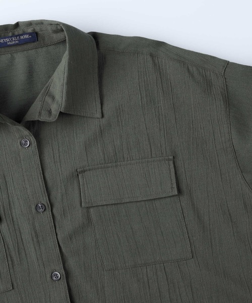 HONEYSUCKLE ROSE（ハニーサックルローズ）の「【HONEYSUCKLE ROSE】サファリビッグシャツ（シャツ/ブラウス・レディース・オフホワイト/カーキブラウン・M/L）」の12枚目の写真