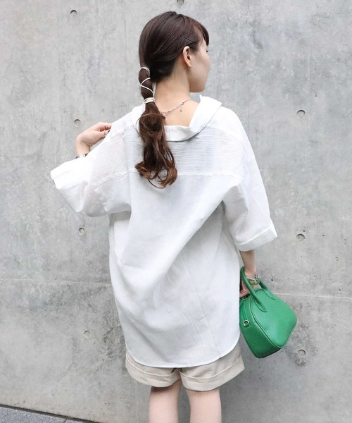 HONEYSUCKLE ROSE（ハニーサックルローズ）の「【HONEYSUCKLE ROSE】サファリビッグシャツ（シャツ/ブラウス・レディース・オフホワイト/カーキブラウン・M/L）」の17枚目の写真