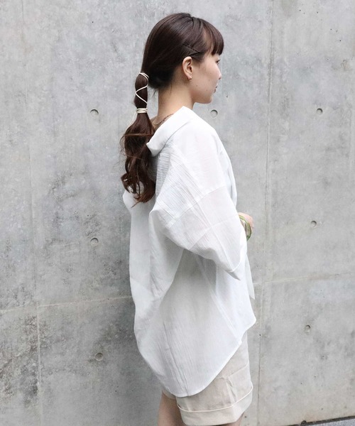 HONEYSUCKLE ROSE（ハニーサックルローズ）の「【HONEYSUCKLE ROSE】サファリビッグシャツ（シャツ/ブラウス・レディース・オフホワイト/カーキブラウン・M/L）」の18枚目の写真