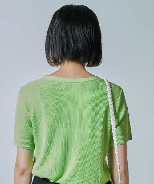 SETUP7（セットアップセブン）の「【SETUP7】薄手ハイゲージニット半袖カーディガン SCCH140（カーディガン/ボレロ・レディース・ブラック/ブルー/グリーン/アイボリー/ピンク・FREE）」の7枚目の写真