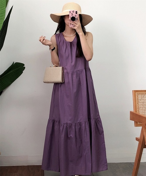 サラマリカ ティアードデザインのパープルワンピース サラマリカ