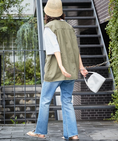 CIAOPANIC TYPY 微光沢リネンミリタリーZIPベスト チャオパニックティピー 微光沢リネンミリタリーZIPベスト アイボリー