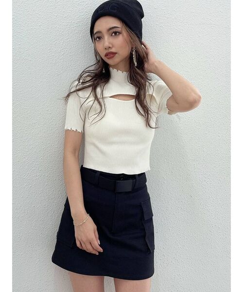 GYDA（ジェイダ）の「フロントオープン グラインダーニットトップス（ニット/セーター・レディース・オフホワイト/ブラック/ピンク・FREE）」の9枚目の写真