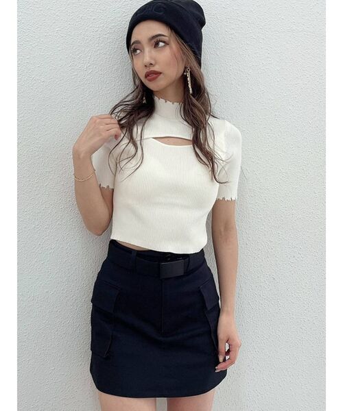 GYDA（ジェイダ）の「フロントオープン グラインダーニットトップス（ニット/セーター・レディース・オフホワイト/ブラック/ピンク・FREE）」の13枚目の写真