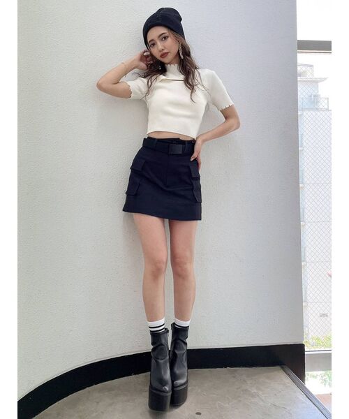 GYDA（ジェイダ）の「フロントオープン グラインダーニットトップス（ニット/セーター・レディース・オフホワイト/ブラック/ピンク・FREE）」の12枚目の写真