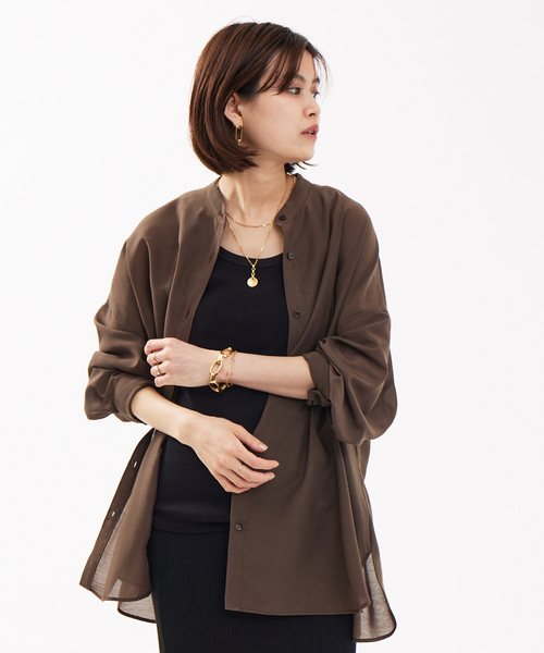 Rouge vif（ルージュヴィフ）の「シアーフォルムシャツ（シャツ/ブラウス・レディース・ブラウン/オフホワイト/ブラック・フリー）」の22枚目の写真