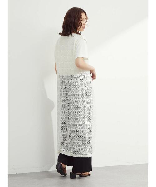 Green　Parks（グリーンパークス）の「カットレースロングジレ＊（ベスト・レディース・ブラック/オフホワイト・FREE）」の22枚目の写真