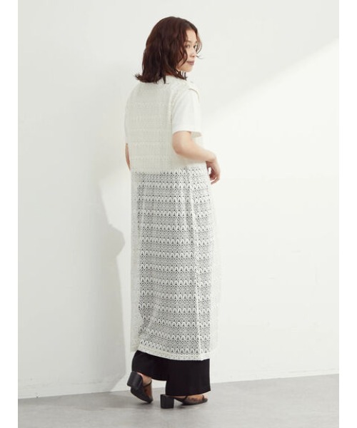 Green　Parks（グリーンパークス）の「カットレースロングジレ＊（ベスト・レディース・ブラック/オフホワイト・FREE）」の16枚目の写真