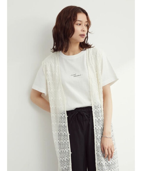 Green　Parks（グリーンパークス）の「カットレースロングジレ＊（ベスト・レディース・ブラック/オフホワイト・FREE）」の14枚目の写真