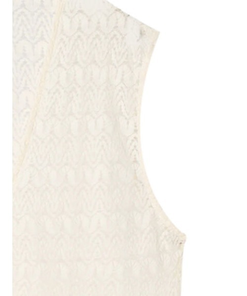 Green　Parks（グリーンパークス）の「カットレースロングジレ＊（ベスト・レディース・ブラック/オフホワイト・FREE）」の17枚目の写真