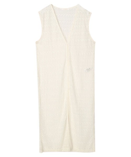 Green　Parks（グリーンパークス）の「カットレースロングジレ＊（ベスト・レディース・ブラック/オフホワイト・FREE）」の7枚目の写真