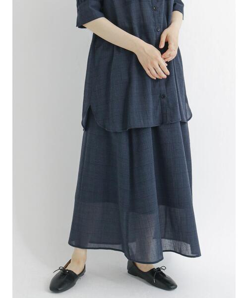 Samansa Mos2 blue（サマンサモスモスブルー）の「グレンチェックマーメイドススカート（スカート・レディース・ブラウン/ネイビー/グレー・ﾌﾘ-）」の4枚目の写真