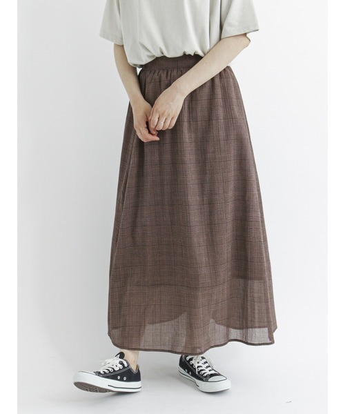 Samansa Mos2 blue（サマンサモスモスブルー）の「グレンチェックマーメイドススカート（スカート・レディース・ブラウン/ネイビー/グレー・ﾌﾘ-）」の2枚目の写真