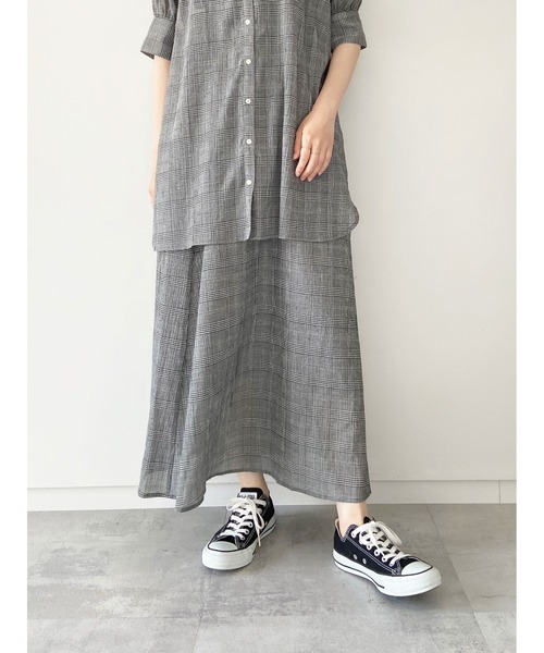 Samansa Mos2 blue（サマンサモスモスブルー）の「グレンチェックマーメイドススカート（スカート・レディース・ブラウン/ネイビー/グレー・ﾌﾘ-）」の14枚目の写真