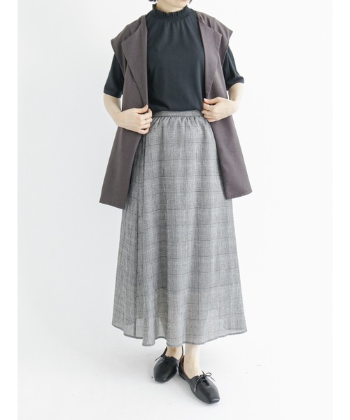 Samansa Mos2 blue（サマンサモスモスブルー）の「グレンチェックマーメイドススカート（スカート・レディース・ブラウン/ネイビー/グレー・ﾌﾘ-）」の10枚目の写真