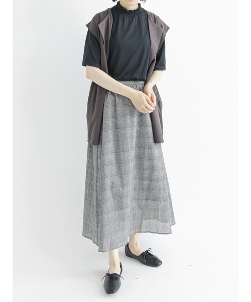 Samansa Mos2 blue（サマンサモスモスブルー）の「グレンチェックマーメイドススカート（スカート・レディース・ブラウン/ネイビー/グレー・ﾌﾘ-）」の9枚目の写真