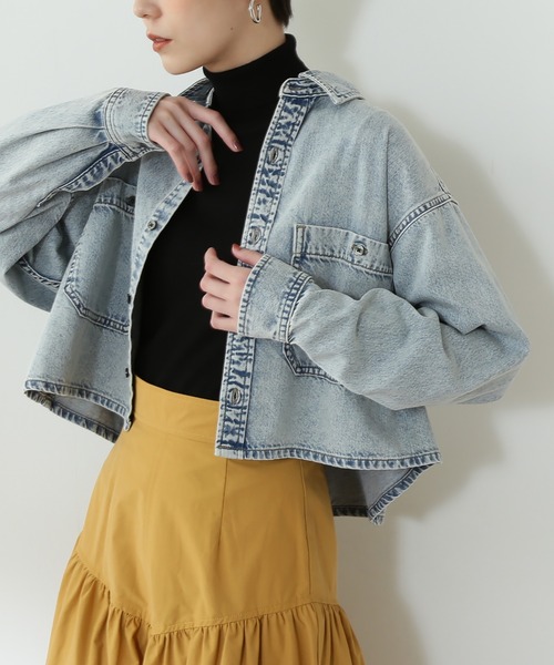 N.(N. Natural Beauty Basic)(エヌエヌナチュラルビューティーベーシック)の「◆ショートデニムシャツ(シャツ/ブラウス・レディース・インディゴブルー/ブルー系その他・MEDIUM)」の2枚目の写真