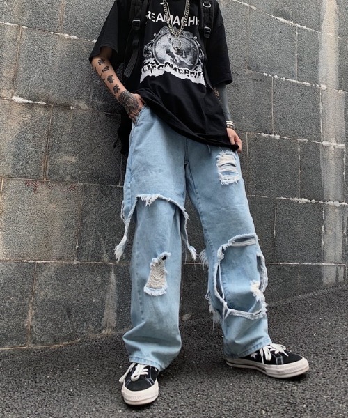 ARULE（アルール）の「『ARULE/アルール』ハードダメージクラッシュデニム【Y】【CN】（デニムパンツ・メンズ・ブルー・L/XL）」の3枚目の写真