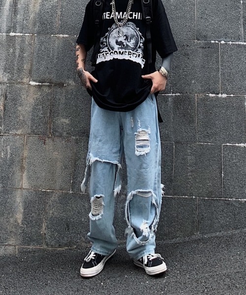 ARULE（アルール）の「『ARULE/アルール』ハードダメージクラッシュデニム【Y】【CN】（デニムパンツ・メンズ・ブルー・L/XL）」の4枚目の写真