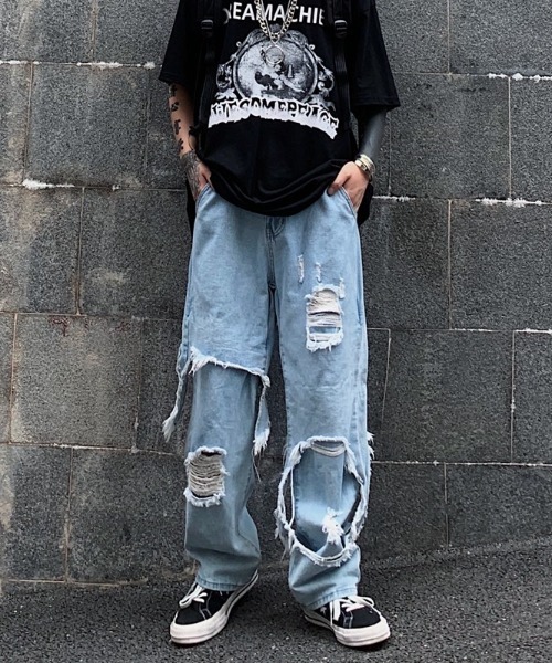 ARULE（アルール）の「『ARULE/アルール』ハードダメージクラッシュデニム【Y】【CN】（デニムパンツ・メンズ・ブルー・L/XL）」の5枚目の写真