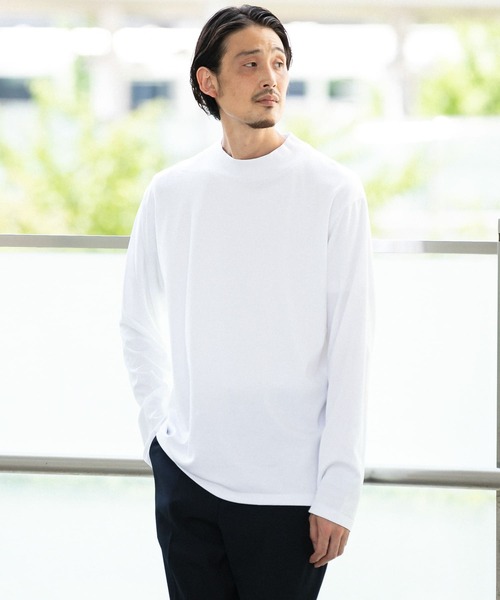URBAN RESEARCH DOORS（アーバンリサーチドアーズ）の「LIFE STYLE TAILOR　シルケットポンチストレッチモック長袖Tシャツ（Tシャツ/カットソー・メンズ・ホワイト・MEDIUM/LARGE）」の6枚目の写真