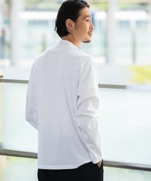 URBAN RESEARCH DOORS（アーバンリサーチドアーズ）の「LIFE STYLE TAILOR　シルケットポンチストレッチモック長袖Tシャツ（Tシャツ/カットソー・メンズ・ホワイト・MEDIUM/LARGE）」の12枚目の写真
