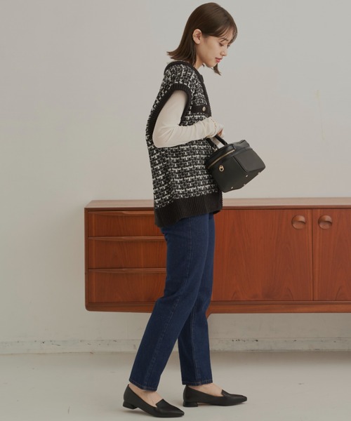 CLEARIMPRESSION （クリアインプレッション）の「ツイードニットベスト（ベスト・レディース・ブラック/ベージュ・FREE）」の14枚目の写真