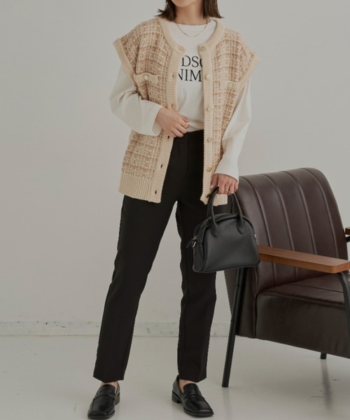 CLEARIMPRESSION （クリアインプレッション）の「ツイードニットベスト（ベスト・レディース・ブラック/ベージュ・FREE）」の21枚目の写真