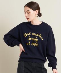 エンブロイダリー ロゴクルーネックニットプルオーバー