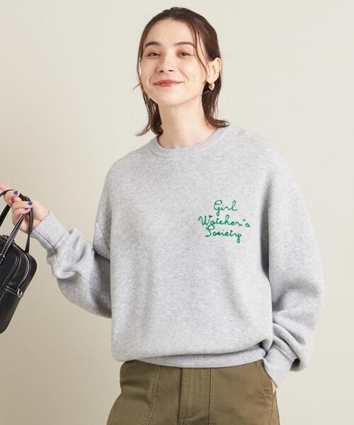 Beauty＆YOUTHエンブロイダリー ロゴ クルーネック ニットプルオーバー BEAUTY&YOUTH UNITED ARROWS（ビューティーアンドユース
