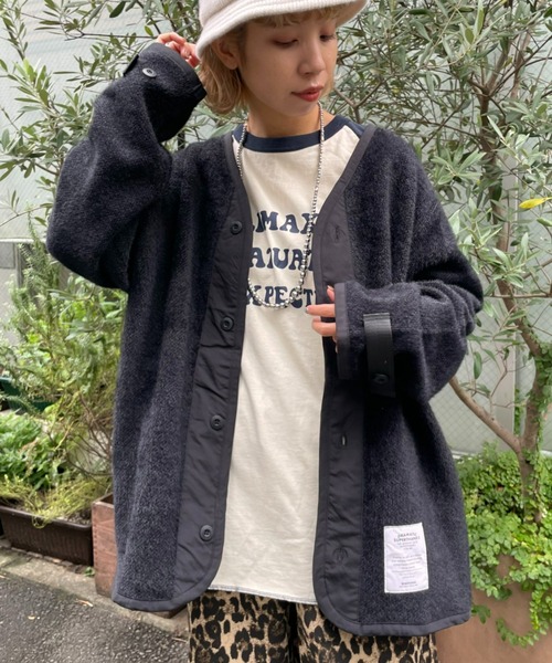 SUPERTHANKS(スーパーサンクス)の「【SUPERTHANKS】BRUSHED RIB LINER ジャケット(ノーカラージャケット・レディース・ブルー/ブラック・SMALL)」の2枚目の写真