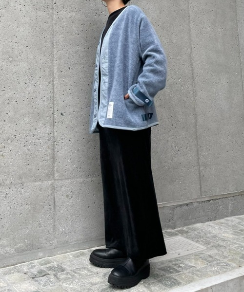 SUPERTHANKS(スーパーサンクス)の「【SUPERTHANKS】BRUSHED RIB LINER ジャケット(ノーカラージャケット・レディース・ブルー/ブラック・SMALL)」の9枚目の写真